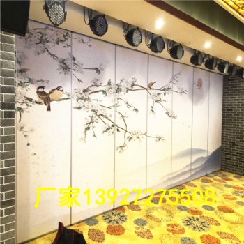 佛山高优隔断厂家 餐厅包间贴画活动隔断屏风 移动隔音隔断墙折叠门 滑轨