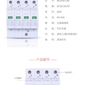 秦佳浪涌保护器手拉隔离保护器WGSPD-C40