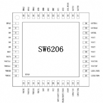 SW6206快充PD移动电源全协议5V**，9V,12V2A,快充移动电源IC
