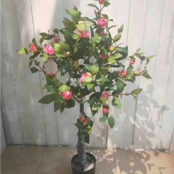 仿真茶花树人造山茶花树景区酒店商场装饰假茶花树茶花枝批发