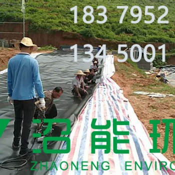 潜江猪场6000立方黑膜沼气池铺底完工