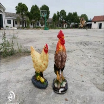 襄阳玻璃钢仿真小品公鸡彩绘雕塑