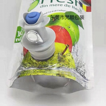 出口蝴蝶阀沙拉果汁袋 1.5L双插无菌果酒包装袋定制_双骨条自立袋