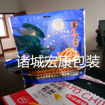 膨化食品拉链自立塑料包装袋价格-复合塑料食品油炸包装袋生产厂家