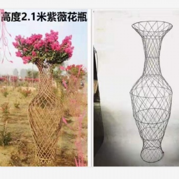紫薇花瓶花卉盆景植物造型铁艺骨架制作编织技术视频
