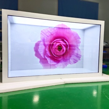 东莞惠华厂家75寸透明液晶触摸展示柜