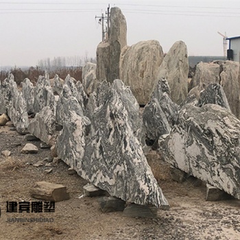 雪浪石切片组合泰山石石片造景假山推荐厂家