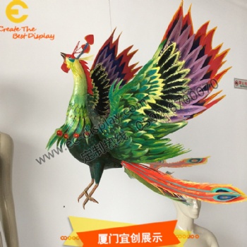 商场橱窗美陈铁艺凤凰道具定制