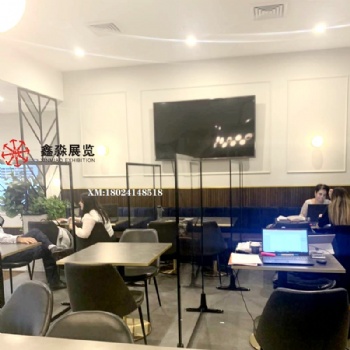 防病毒隔断 餐饮酒楼酒店隔板保持距离亚克力透明活动屏风铝展架