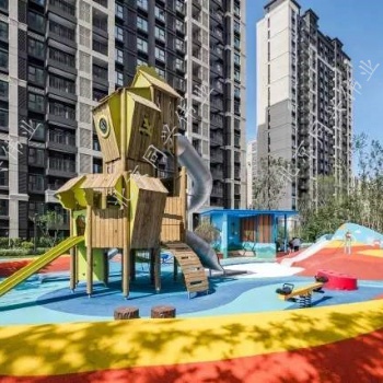 儿童活动景观游乐设施 小区户外滑梯游乐设施 亲子乐园木质树屋滑梯