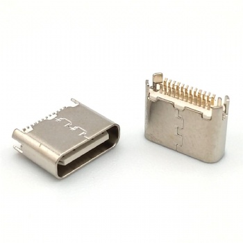 TYPE C 24P母座夹板0.8超短体5.75mm USB 3.1短体母座白色黑色