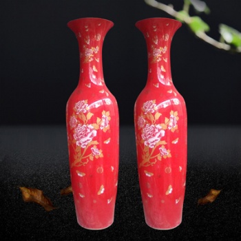 景德镇德镇陶瓷器手绘花瓶摆件 中式客厅玄关摆件瓶 酒店开业礼品