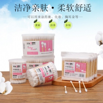 厂家批发双头木棒棉签一次性卫生棉棒掏耳朵化妆卸妆棉签棒可定制