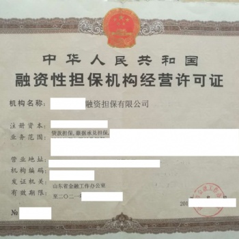 山东融资担保公司带经营许可转让