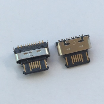 缩口式16p母座 type-c板上型 单排贴片 两脚插板 舌片外漏