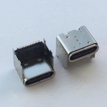 3.1TYPE-C母座 16P垫高4.3mm 单排贴片四脚 H=7.76mm