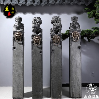 仿古做旧石雕拴马桩四方神兽石柱磊泰园林厂家出售