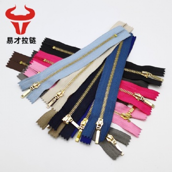 现货批发彩色3#金属拉链 布边自锁闭尾拉链 背包牛仔裤门襟拉链