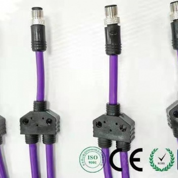 M12一分二连接器，M12-5芯Y型防水插头