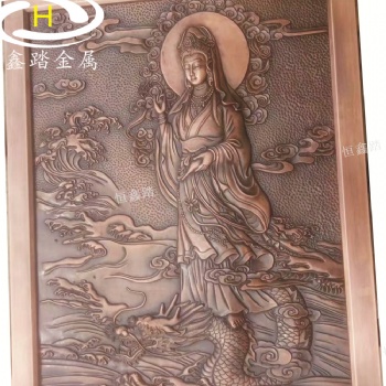 酒店大堂锻铜浮雕壁画 纯铜雕刻壁画 观音浮雕厂家定做