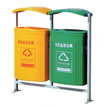 靓丽风景的公园不锈钢垃圾桶