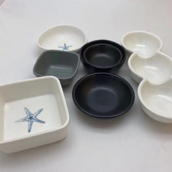 上海壹粤密胺酱油碟醋碟定做，料碟仿瓷餐具批发