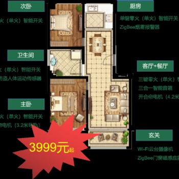 小犬智能两室两厅全屋智能 语音控制 手机远程