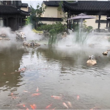 假山公园人造雾工程,河南生态园林景观人造雾系统公园人造雾