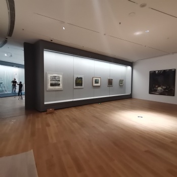 柳州制作名人字画馆平移门延墙展柜厂家