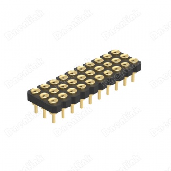 德能2.0间距pogo pin 弹簧针H1.27三排180度凹面母座