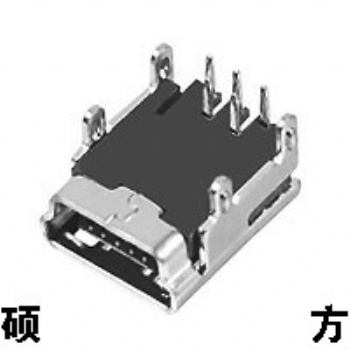 U213-051N-4BH84硕方电子USB连接器 MINI 5P母头 铜壳 沉板1.7mm