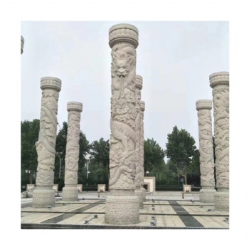 汉白玉大理石柱子青石祥云盘龙柱，广场庭院石雕龙柱
