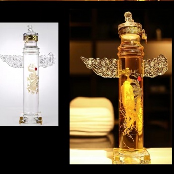 河间华企吹制大容量华表酒瓶艺术工艺高硼硅玻璃容器
