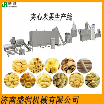 夹心米果膨化食品设备 双螺杆膨化夹心米果食品生产线