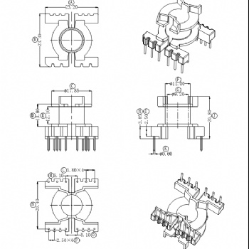HXH-PQ2020矮款立式6+8高频变压器电木骨架