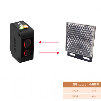 大深方型光电传感器DS-GR21-E替换欧姆龙E3Z-B61回归反射红色光检测距离500mm