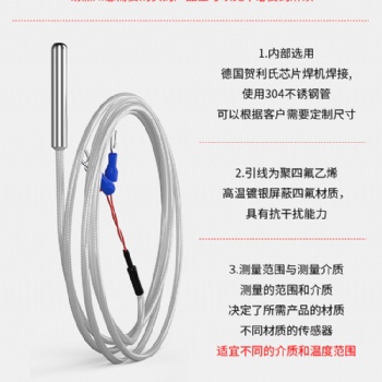 华辰康仪器仪表-探针式温度传感器 PT100热电阻 E型针式感温线 热电偶