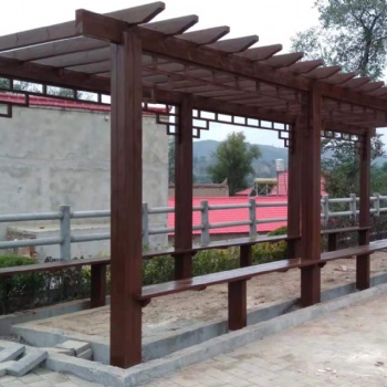 兰州乡村建设景观木长廊-木凉亭