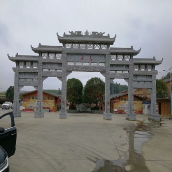 济宁 景区牌坊 大型景区石门楼 古镇石头大门定制
