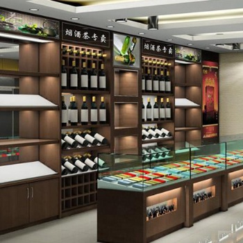 济南酒水展柜制作烟酒展柜制作烟酒专卖店装修白酒展示柜柜台货架制作茶叶展柜制作公司