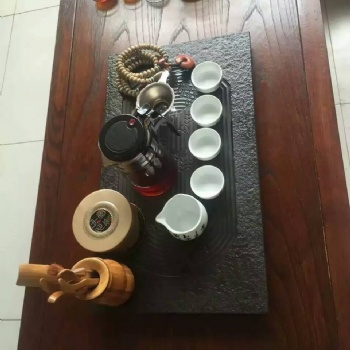 蒙古黑乌金石火烧面茶盘 质地坚硬 经久耐用耐腐蚀