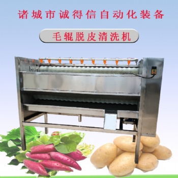 商用全自动土豆红薯脱皮清洗机 全自动毛辊清洗机
